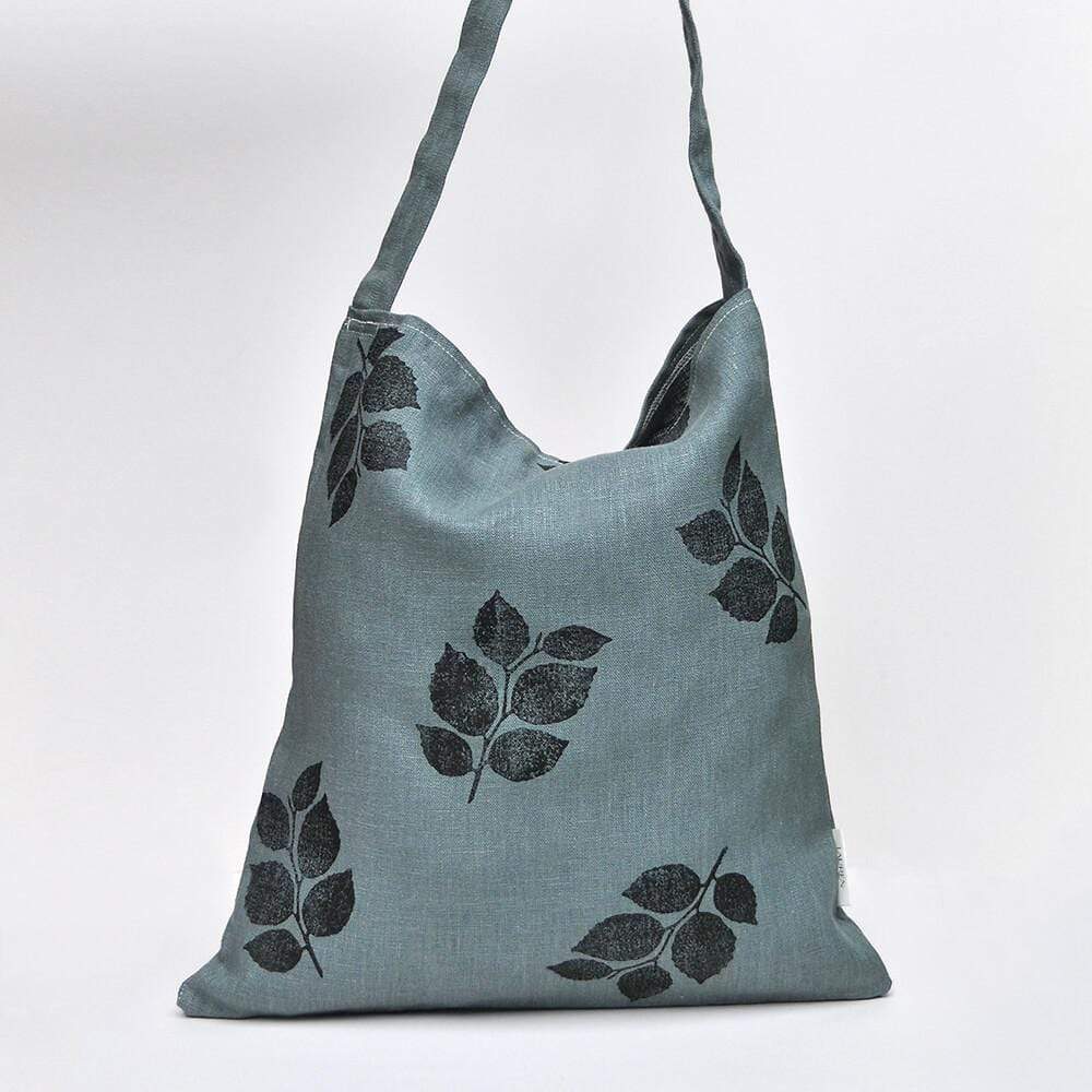 Lauren Holloway Tote Bag Grey / Leaf Linen Tote Bag