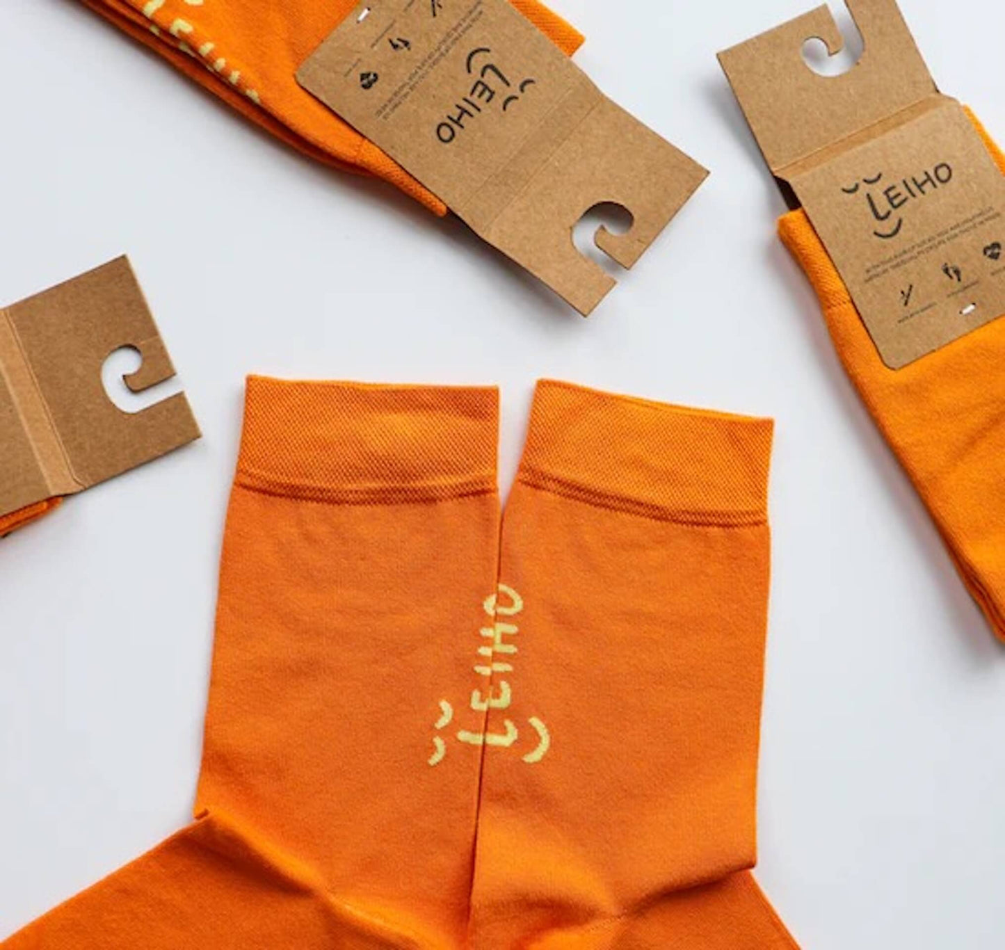 Leiho Socks Smiley Bamboo Socks - 'Follow The Sun' Orange