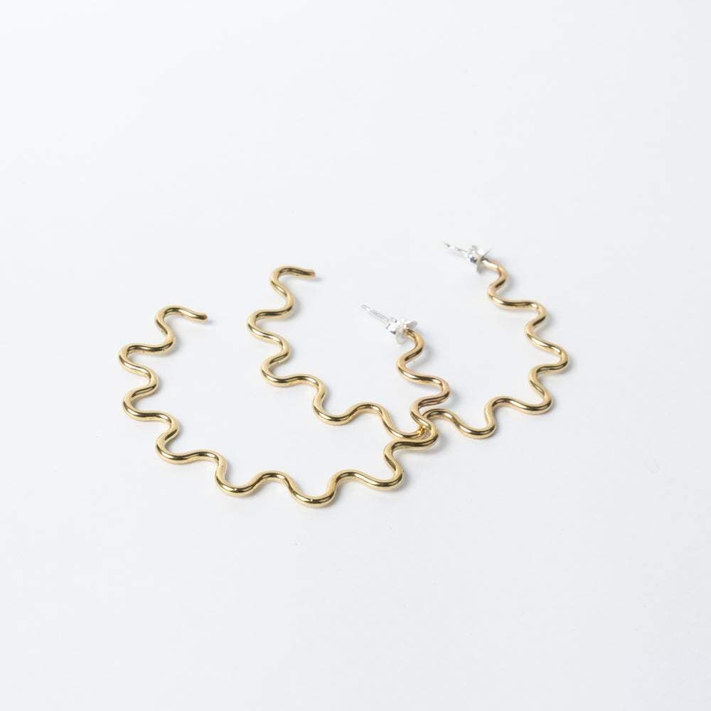 Lima Lima Earrings Brass Wavy Hoops (various sizes)