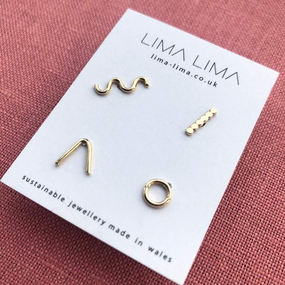 Lima Lima Earrings Lima Lima Random Studs  - EcoSilver and 14K Gold