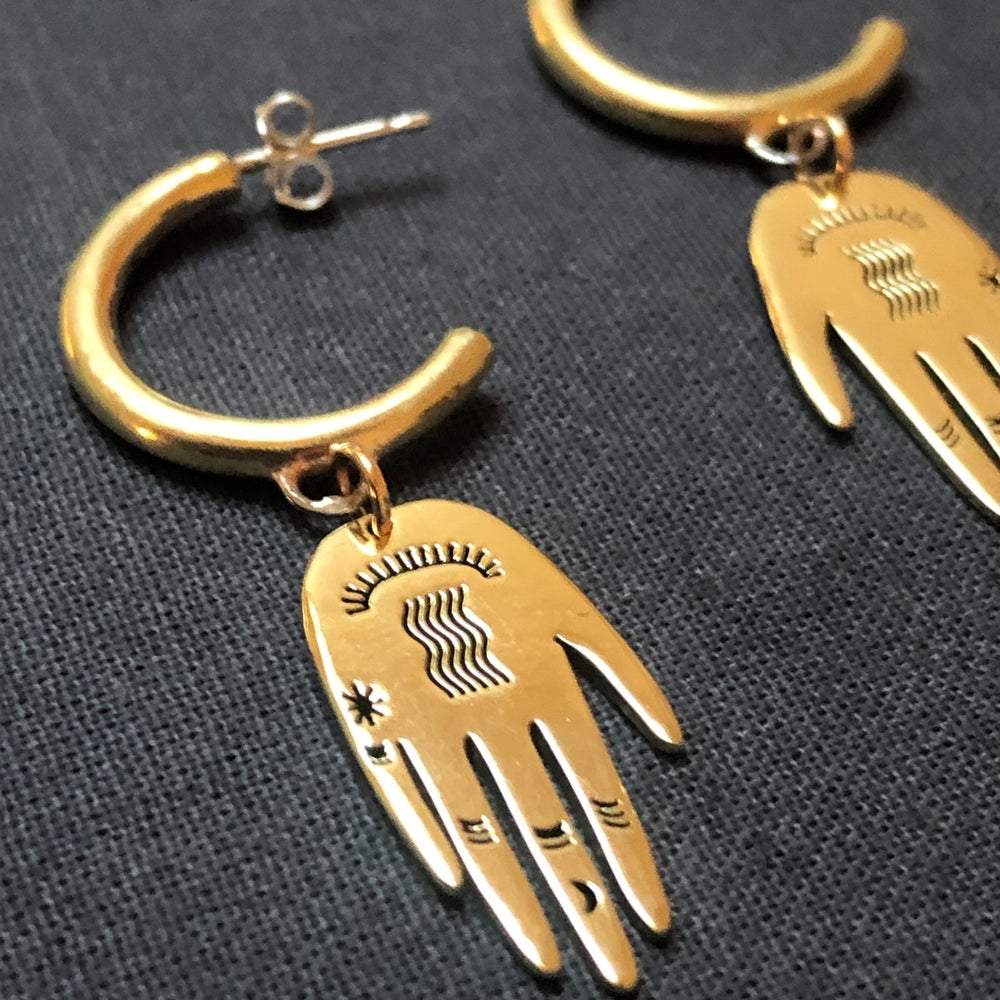 Lima Lima Earrings Palm Hoop Earrings - Brass or EcoSilver