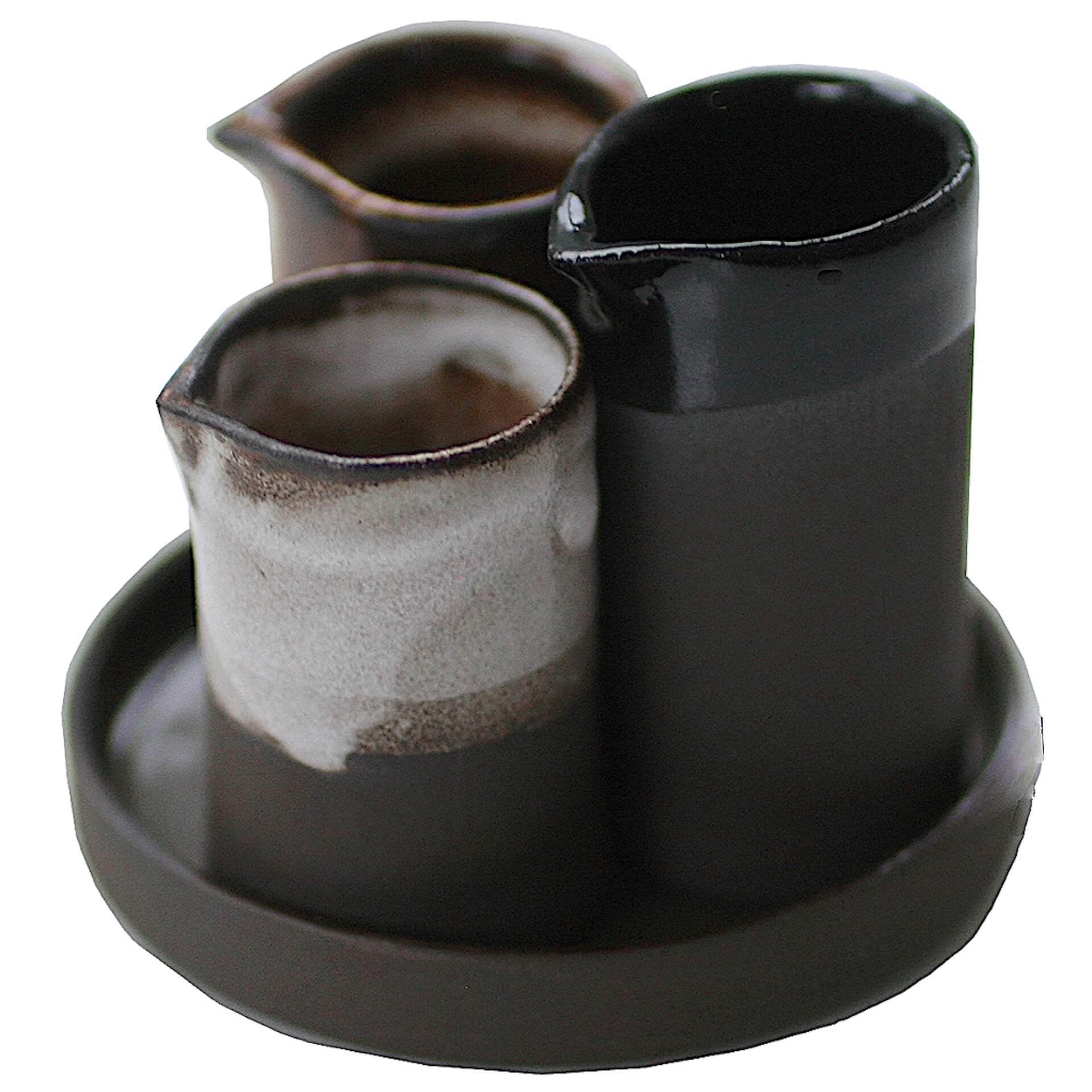 Naked Clay Ceramics Set of 3 Mini Wildflower Vases - Black Clay (various colours)