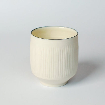 Nicholas Dover Ceramics Porcelain Cup with hand-carved Fluting Detail