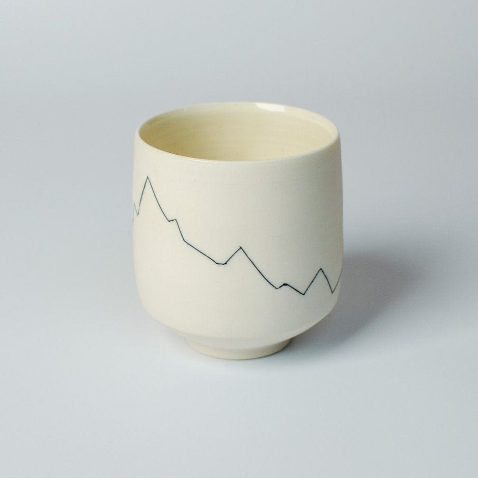 Nicholas Dover Ceramics Porcelain Cup with Inlaid 'Seismograph' Line