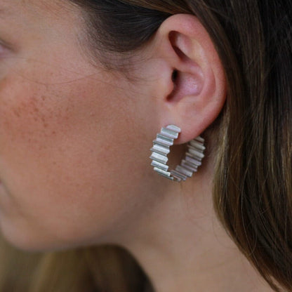 Olivia Taylor Jewellery Ondulée Statement Hoops in Eco Silver or Gold