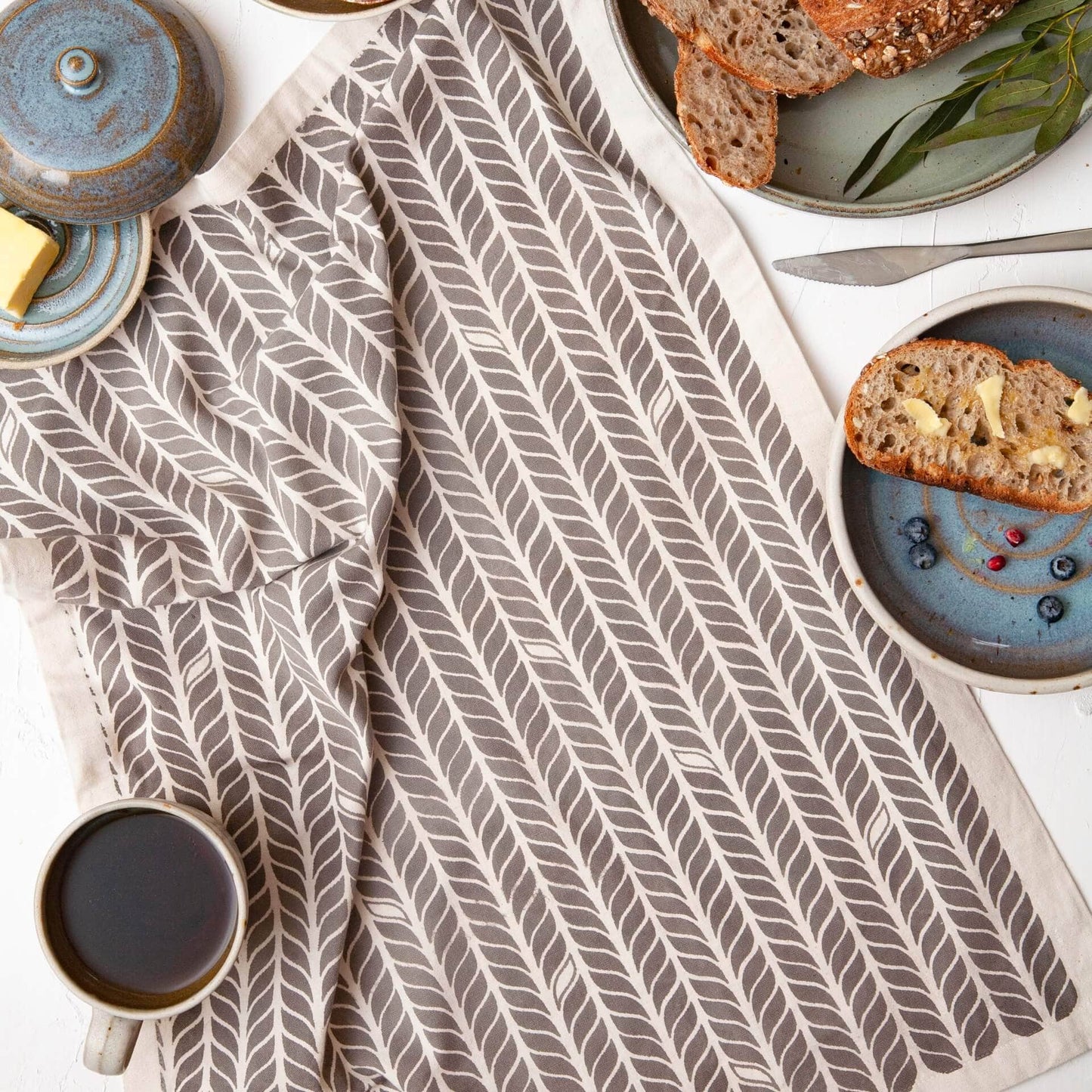Prints By Nature Tea Towel Pebble Organic Cotton Tea Towel in 'Wheat' Print