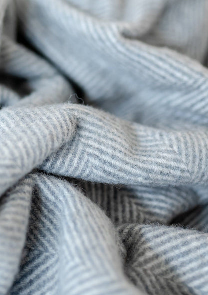 PRIOR SHOP Blankets Charcoal Grey Herringbone Recycled Wool Blanket