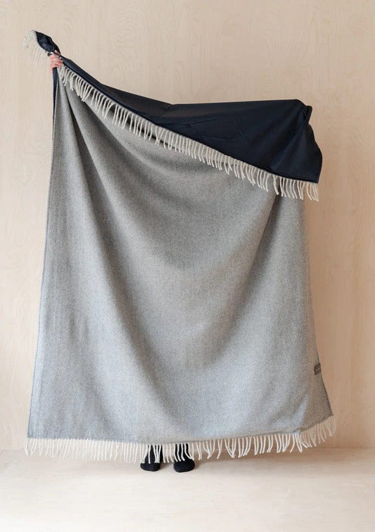 PRIOR SHOP Blankets Natural Herringbone Recycled Wool Waterproof Picnic Blanket (various colours)