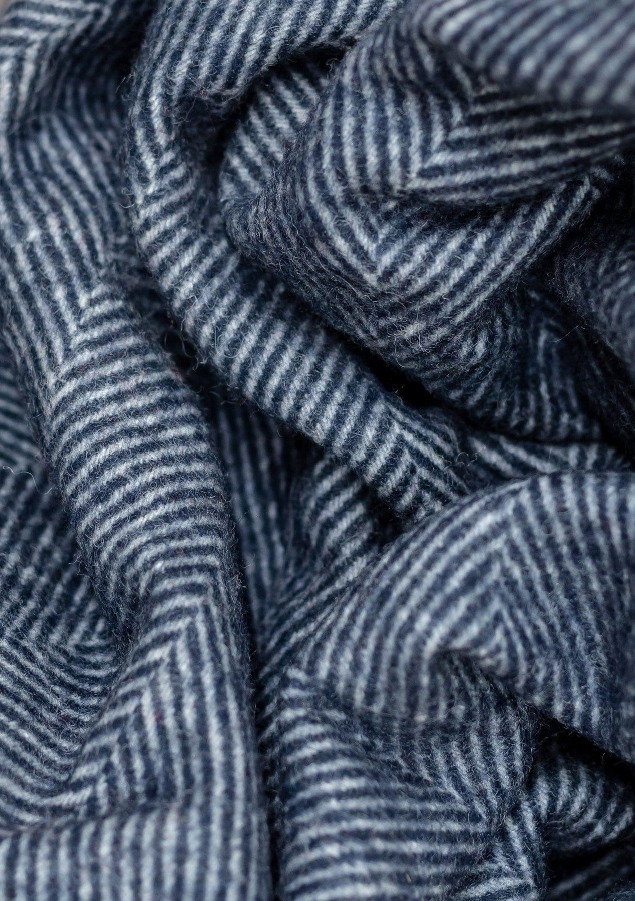 PRIOR SHOP Blankets Navy Herringbone Recycled Wool Blanket