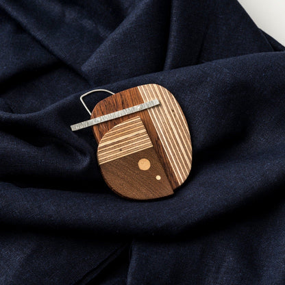 PRIORMADE Bauhaus Wood and Eco Silver Brooch Pin - #1