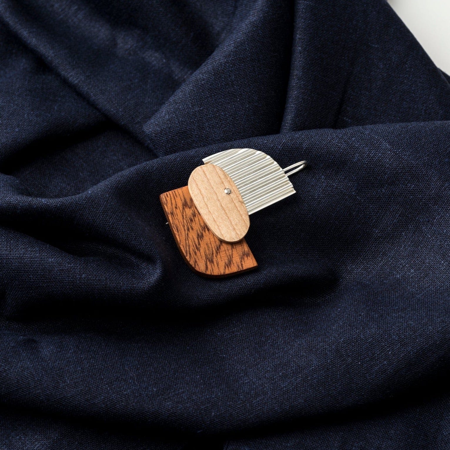PRIORMADE Bauhaus Wood and Eco Silver Brooch Pin - #8