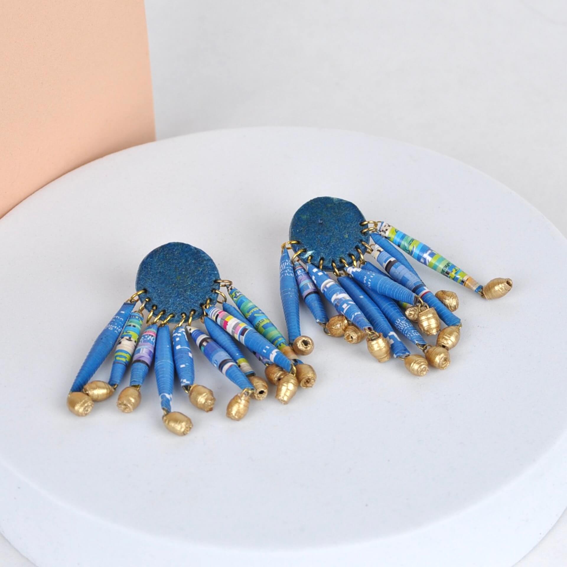 Quazi Design Earrings Blue Candelabra Earrings