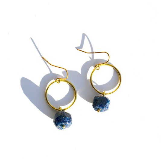 Quazi Design Earrings Blue Nugget Earrings