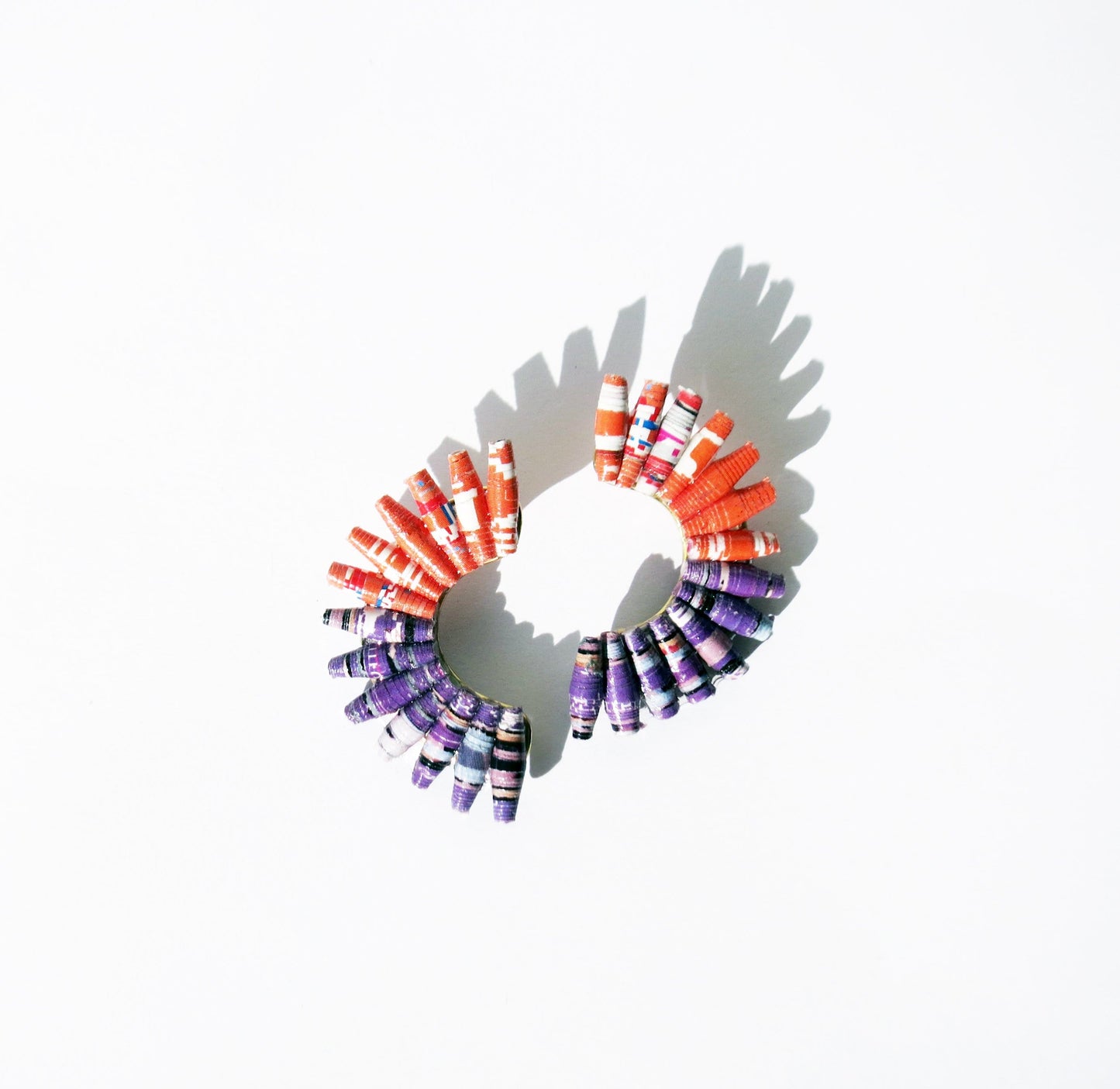 Quazi Design Earrings Purple & Coral Fan Earrings