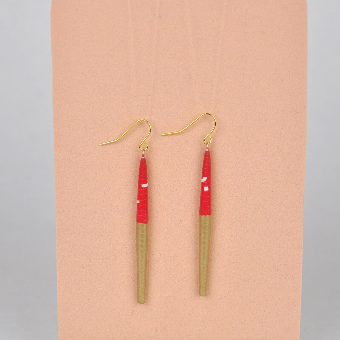 Quazi Design Earrings Red & Gold Bead Earrings (Gold & Half Colour)
