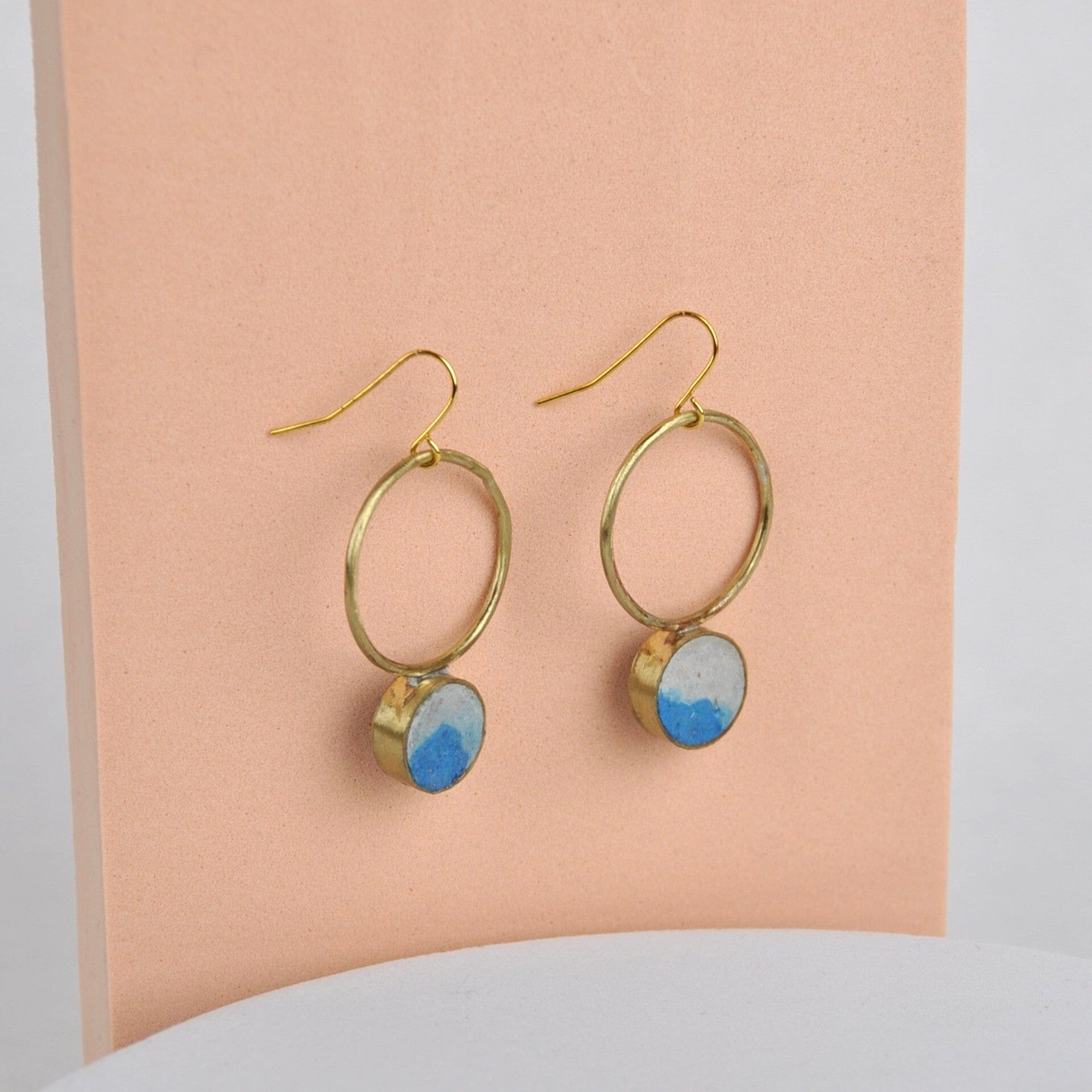 Quazi Design Lapis Lazuli Circle Earrings - Blue & Stone