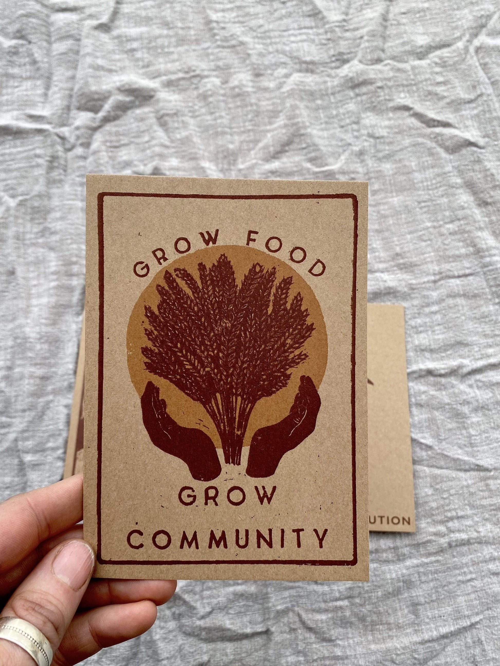 Rosanna Morris postcard Pack of 4 Lino Print Postcards - 'Grow' (pack of 4) - With Envelopes