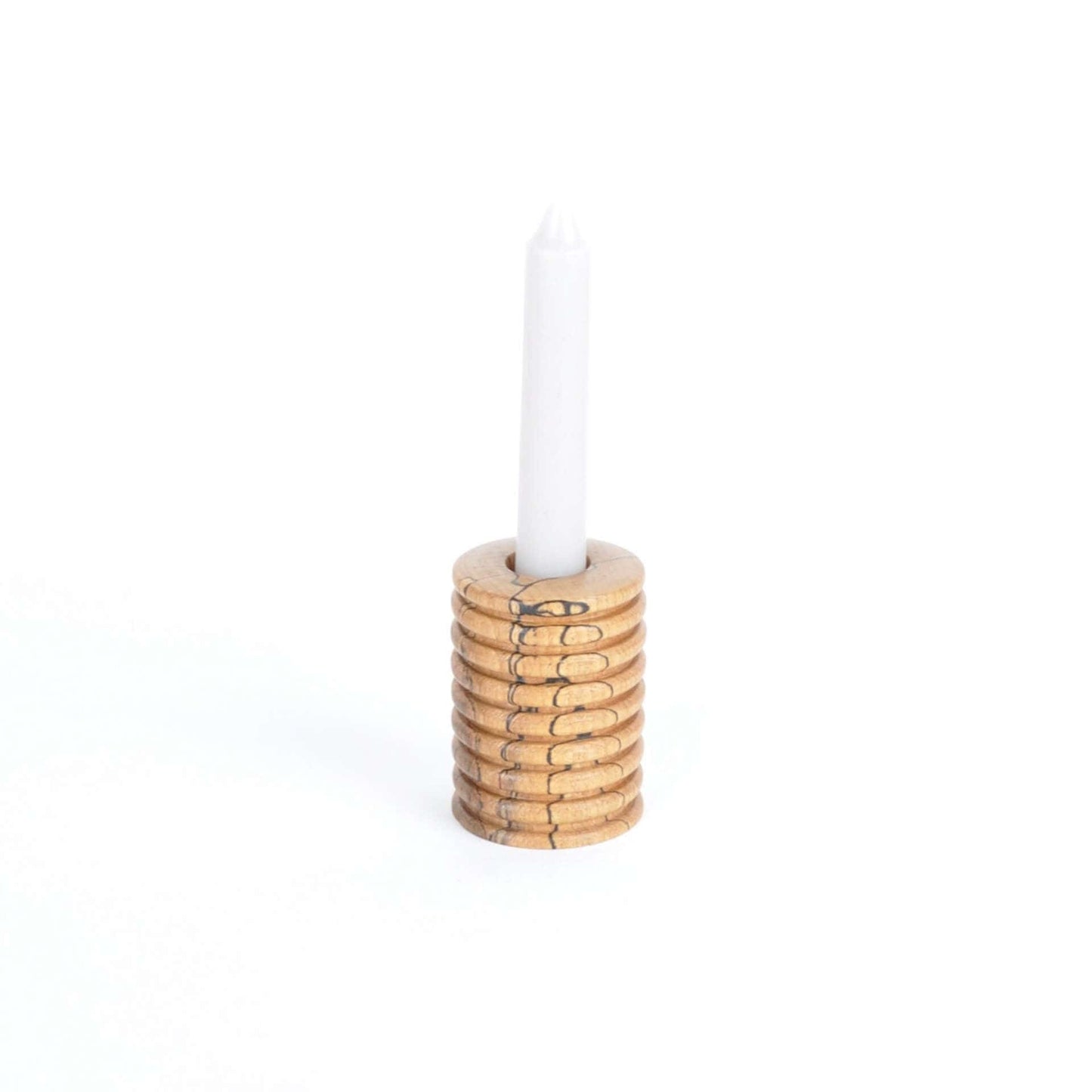 Something From The Turnery Candle Holder Tall b Wooden Candle Holders - Spalted Beech