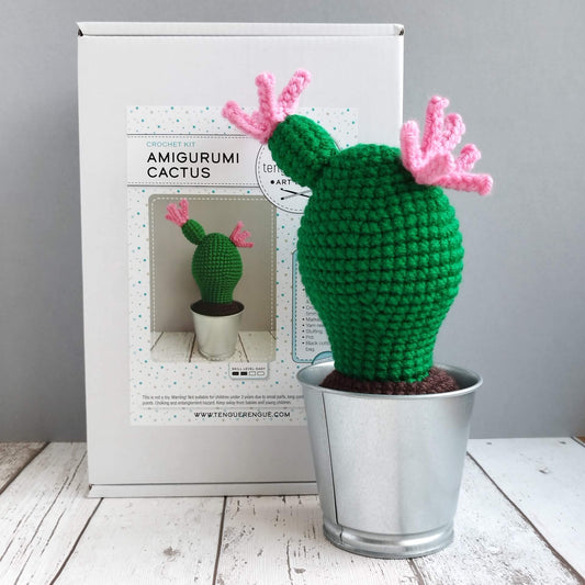 Tenguerengue Art & Craft Kits Crochet Kit: Cactus Kit with Metal Pot
