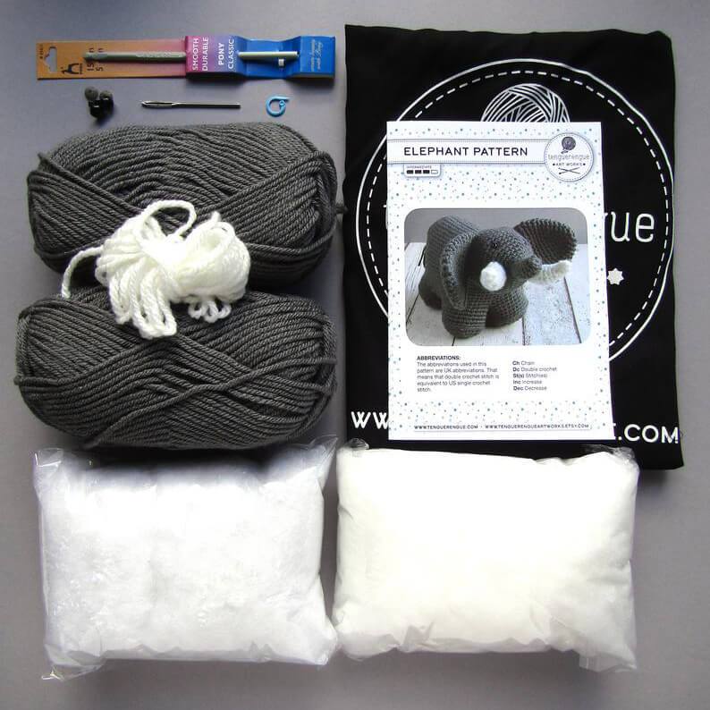 Tenguerengue Art & Craft Kits Crochet Kit : Elephant