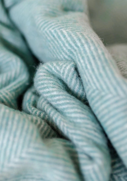 The Tartan Blanket Co Blankets Pistachio Herringbone Recycled Wool Blanket (various colours)