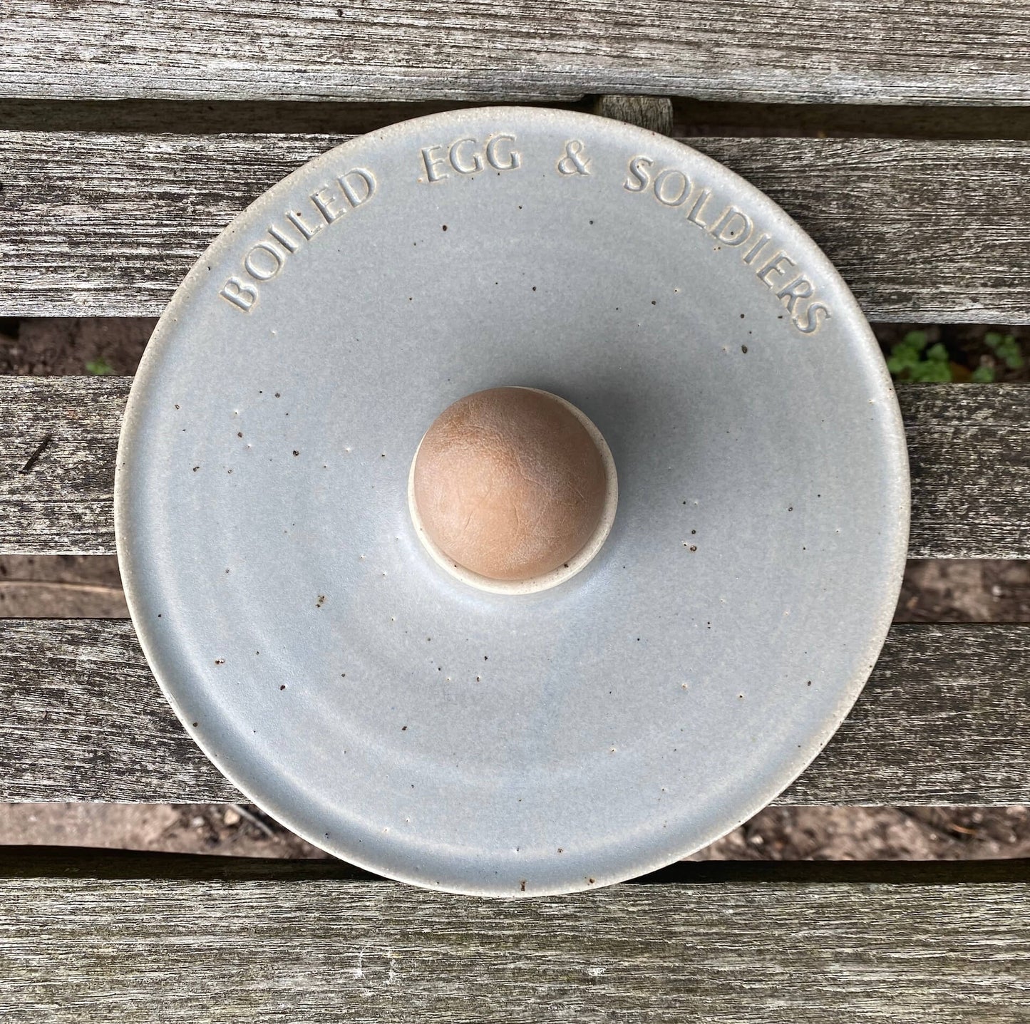 The Village Pottery Satin Grey Boiled Egg & Soldier Plate (various colours)
