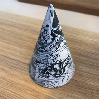 Tip Studio Cones Large - Green/White Swirl Jesmonite Cones  (various sizes and patterns)