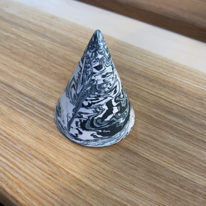 Tip Studio Cones Medium cone - Green/White Swirl Jesmonite Cones  (various sizes and patterns)