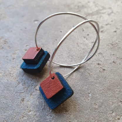 Earrings Double Square Recycled Leather Earrings homeware shops bristol gift shops bristol Zoe Dunn Designs
