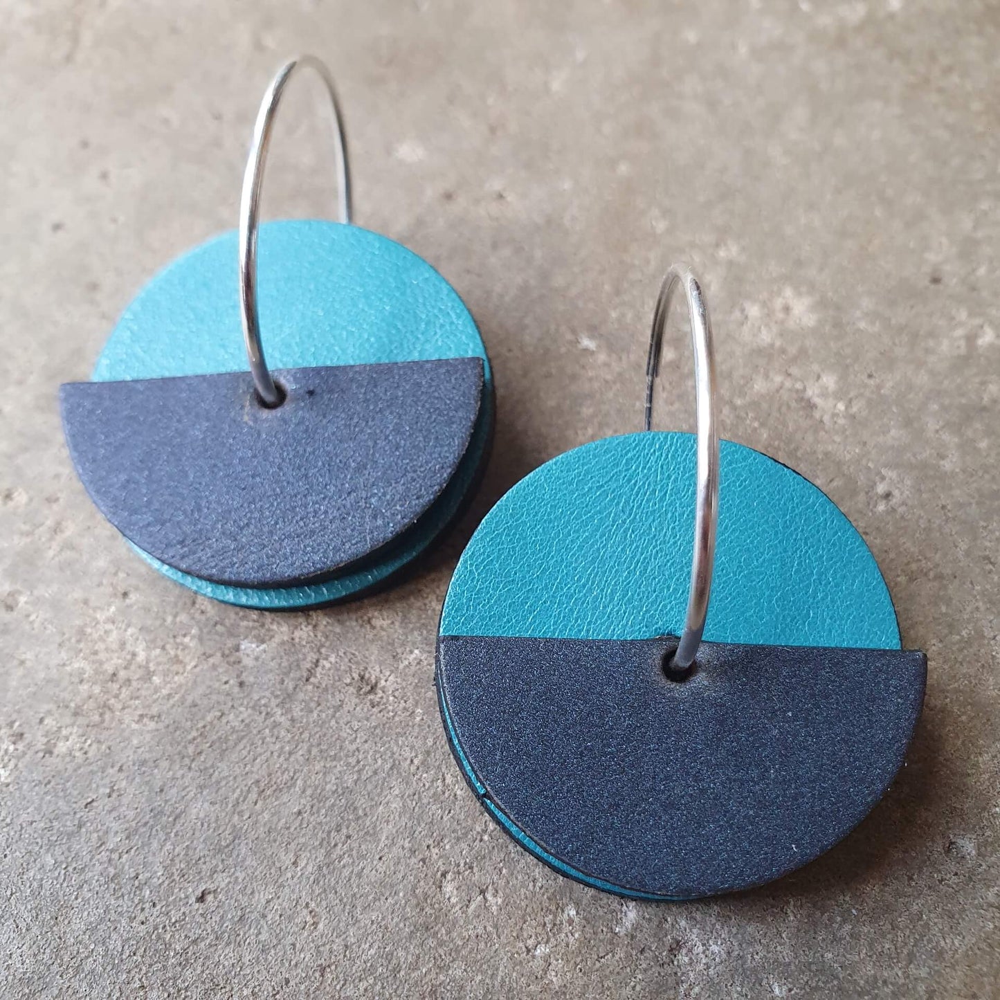 Zoe Dunn Designs Earrings Semi-Circle Recycled Leather Hoop Earrings