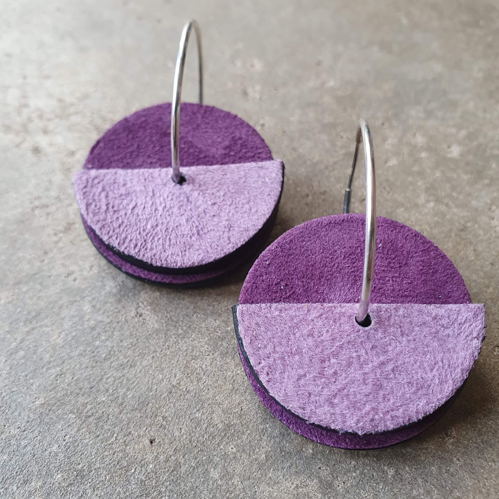 Zoe Dunn Designs Earrings Semi-Circle Recycled Leather Hoop Earrings