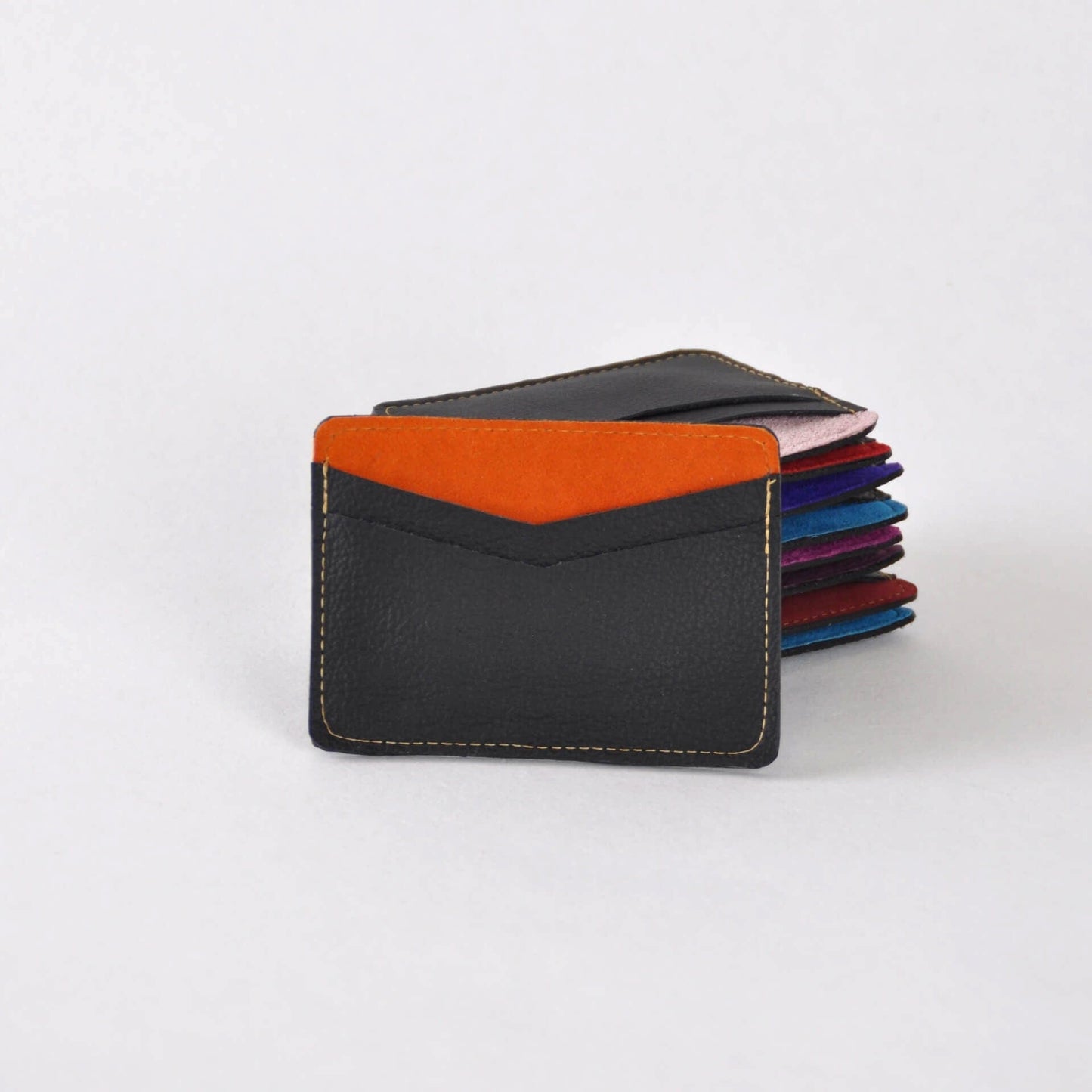 Zoe Dunn Designs Purse / Wallet Black / Orange Card Holder - Recycled Leather