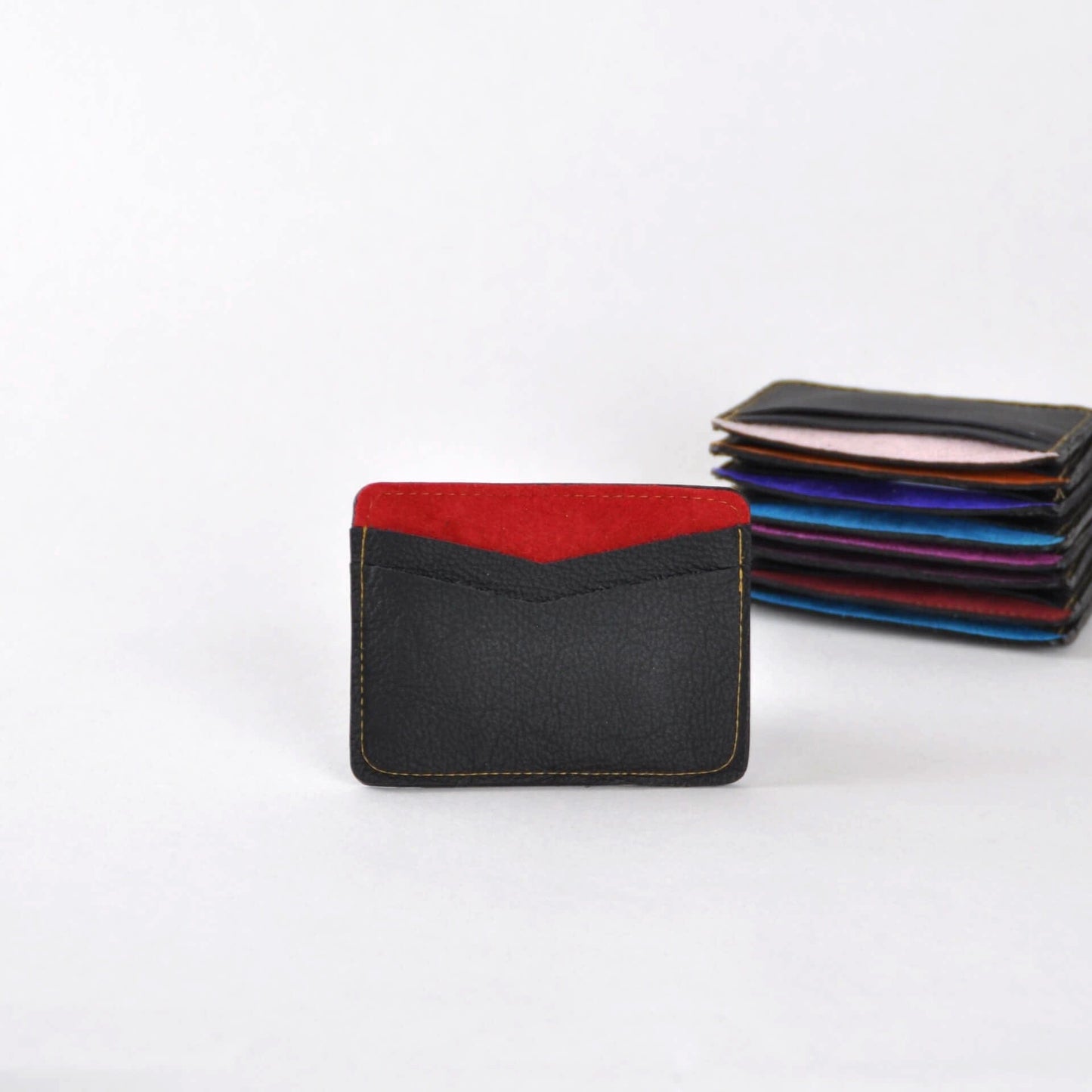 Zoe Dunn Designs Purse / Wallet Black / Red Card Holder - Recycled Leather