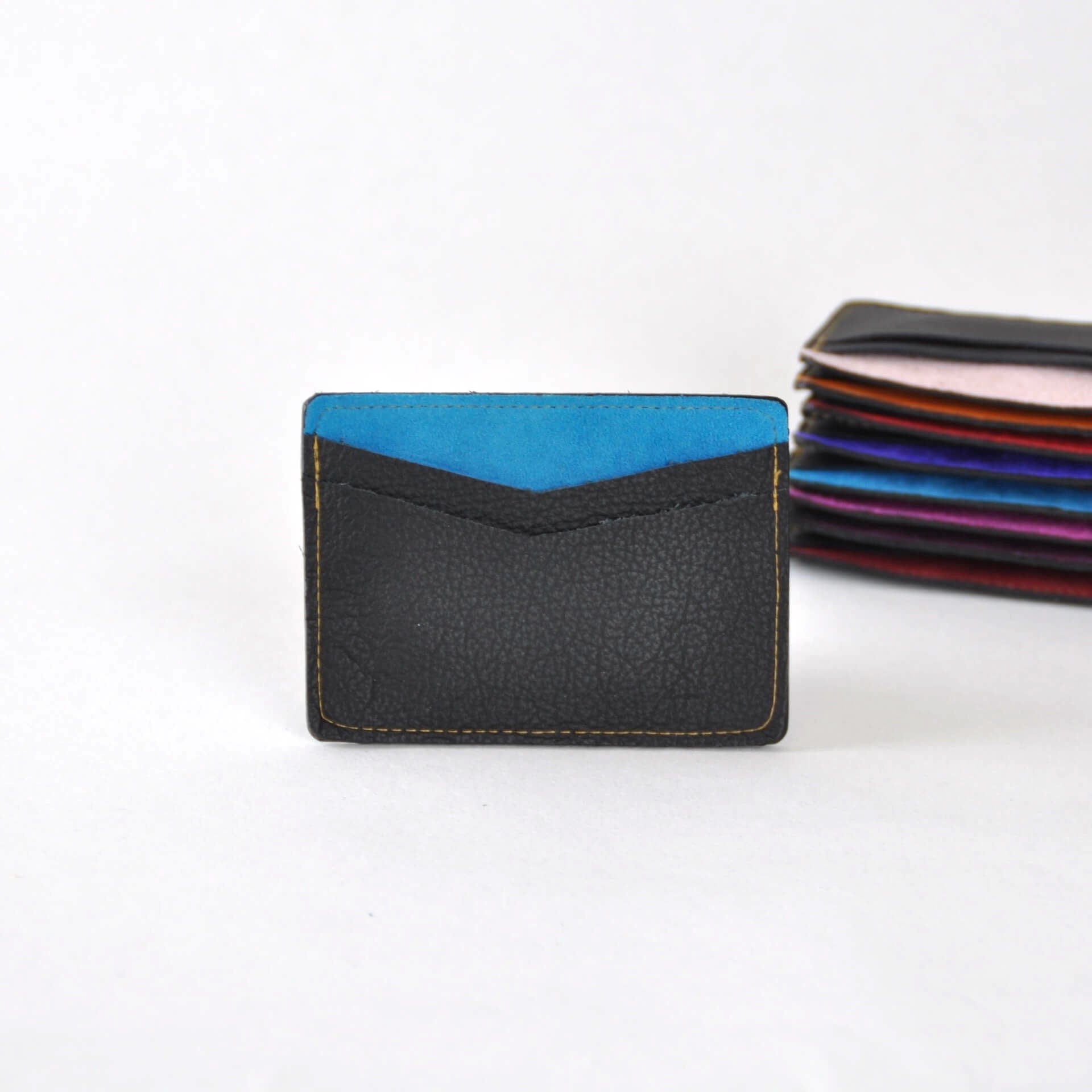 Zoe Dunn Designs Purse / Wallet Black / Sky Blue Card Holder - Recycled Leather